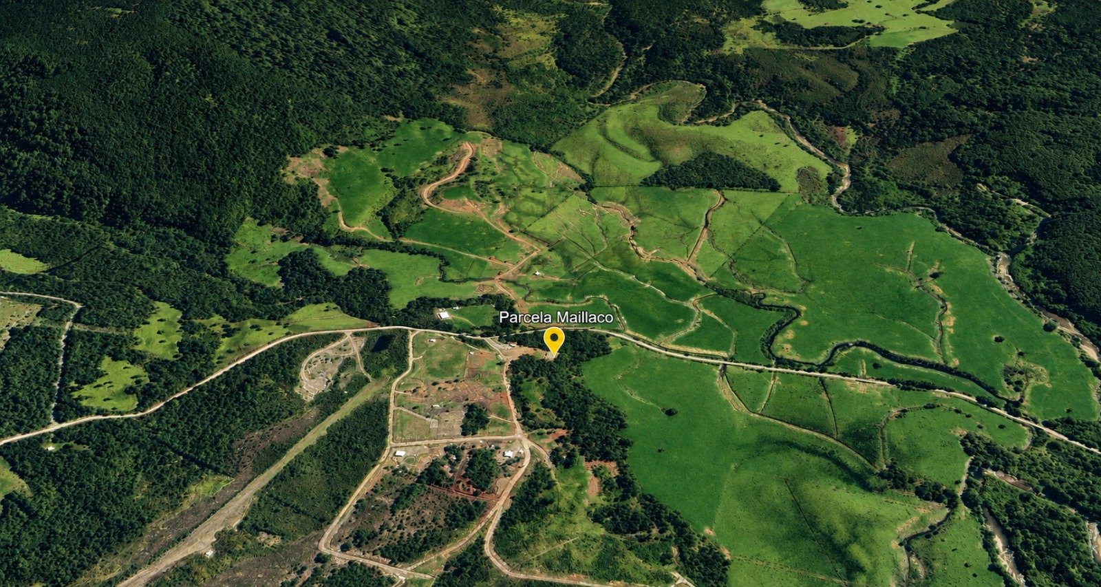 Vista aérea satelital de Parcela Maillaco con pin de ubicación