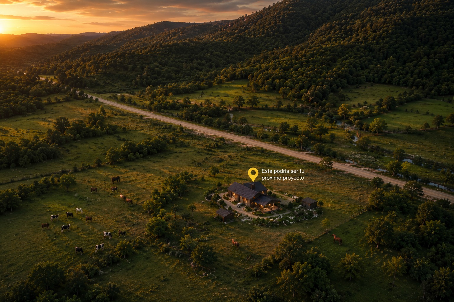 Vista aérea al atardecer - Este podría ser tu próximo proyecto